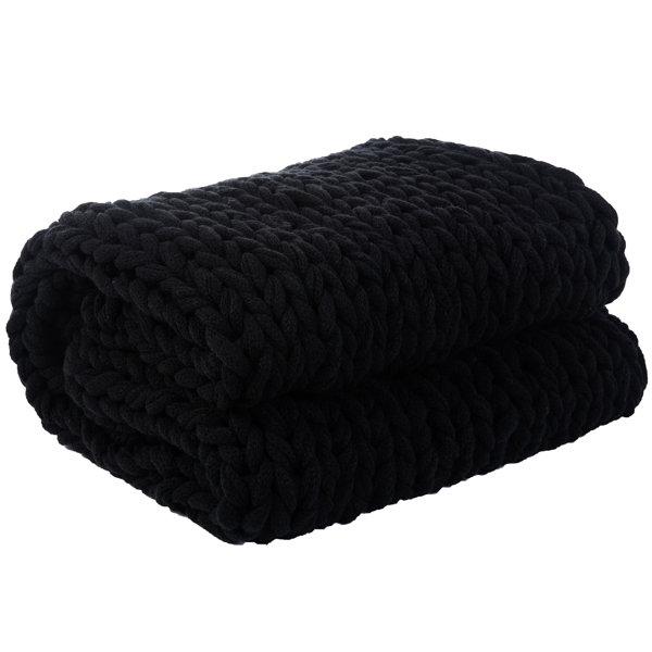 Knitted discount black throw